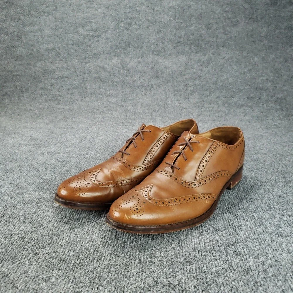 Cole Haan Grand.OS Shoes Mens Size 10.5 Brown‎ Leather Wingtip Dress Oxford